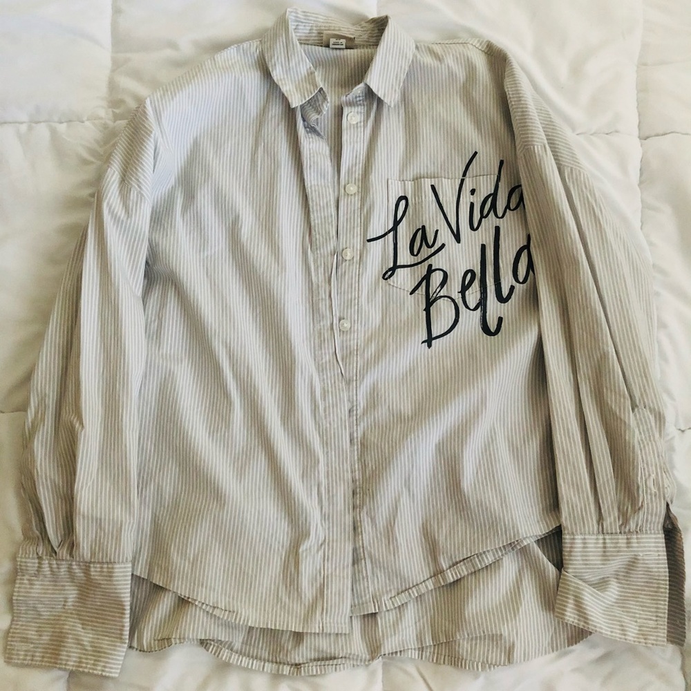 Grey striped button down